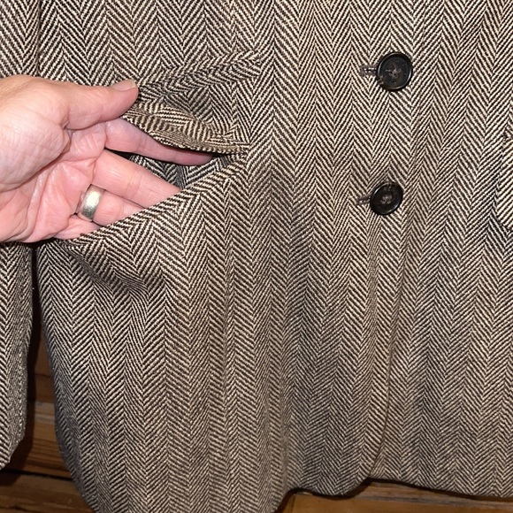 Lauren Ralph Lauren petite size 10P herringbone pattern brown & grey/tan - Picture 5 of 7